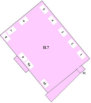 Pompeii Regio II(2) Insula 7. The Palaestra. Plan of entrances 1 to 11